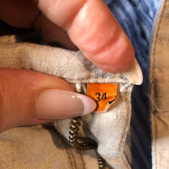 Tailor Vintage Men’s linen reversible shorts with pockets blue stripe/natural 34 - Picture 7 of 7